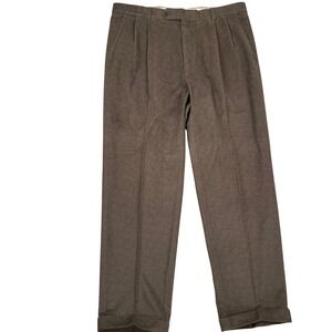 Ballin Relax Dress Pants Mens 37W 32L Brown Check Plush Microfiber Trousers